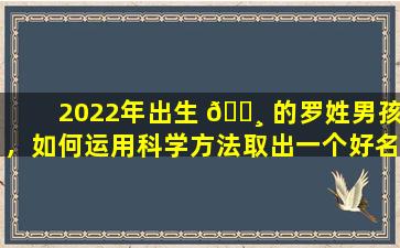 2022年出生 🌸 的罗姓男孩，如何运用科学方法取出一个好名字